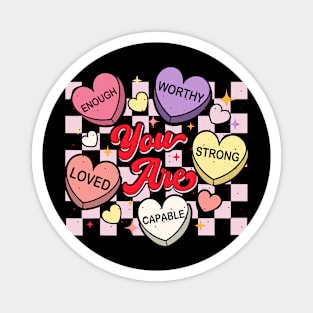 Retro Candy Heart Teacher Valentine_s Day You Are Enough Magnet